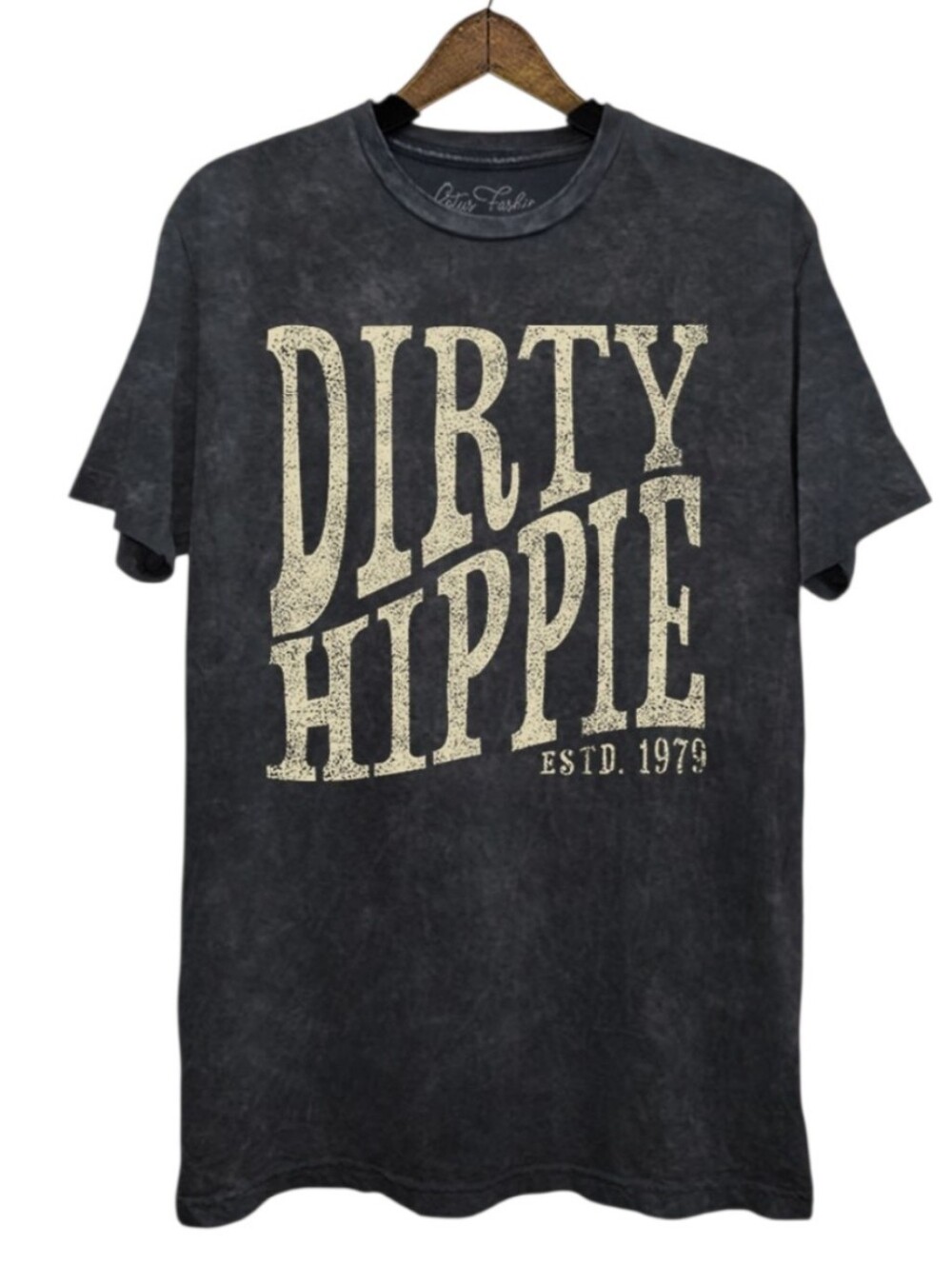 Lotus Fashion Boyfriend Dirty Hippie Mineral Wash Gray Short Sleeve T-shirt L